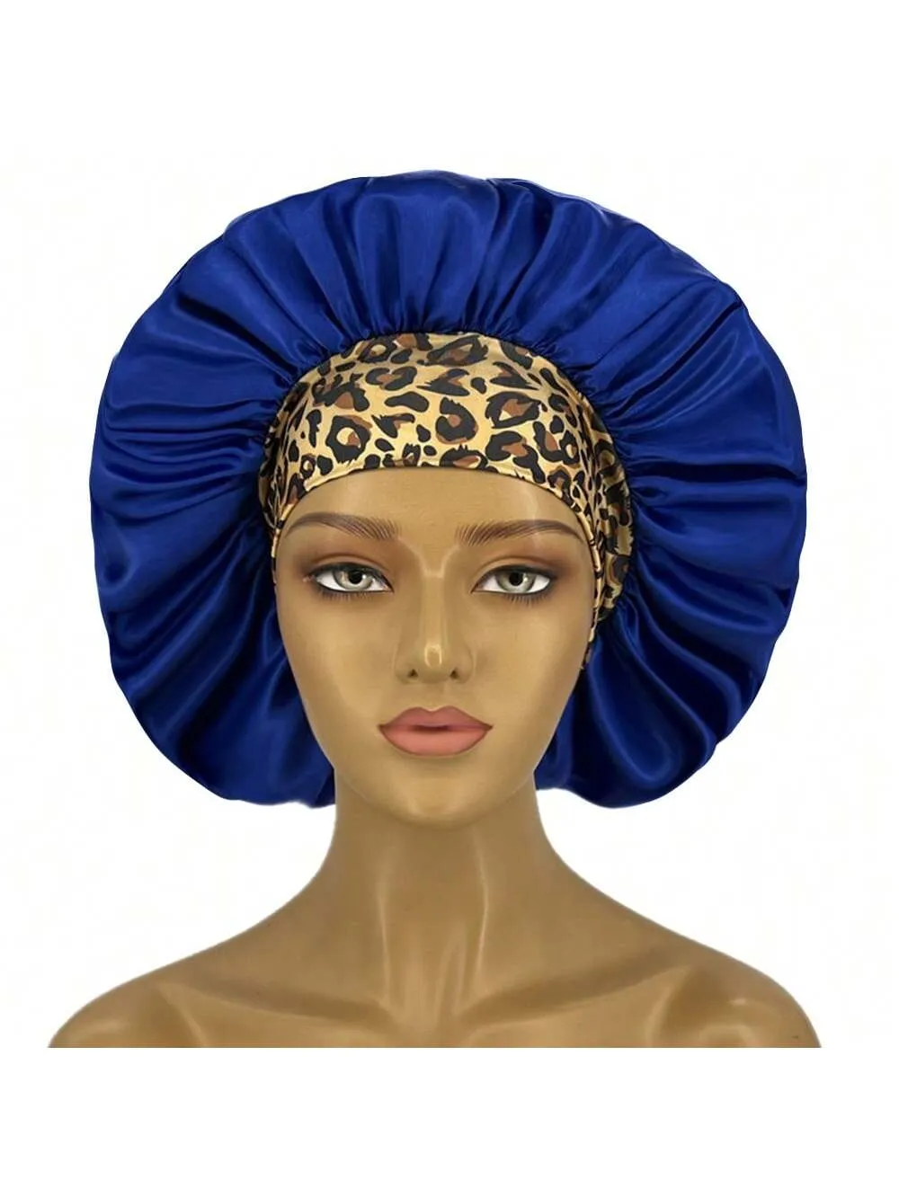 1 pieza de Gorro de Seda con Estampado de Leopardo de Bordes Amplios Elastico para Mujeres, Gorro de Dormir de Seda para Cuidado del Cabello y Proteccion del Cabello mientras Duermes, Gorro de Seda, Gorro de Saten