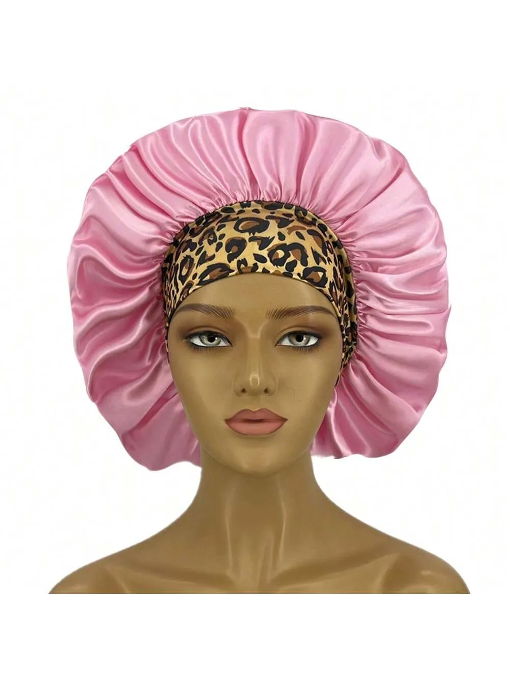 1 pieza de Gorro de Seda con Estampado de Leopardo de Bordes Amplios Elastico para Mujeres, Gorro de Dormir de Seda para Cuidado del Cabello y Proteccion del Cabello mientras Duermes, Gorro de Seda, Gorro de Saten