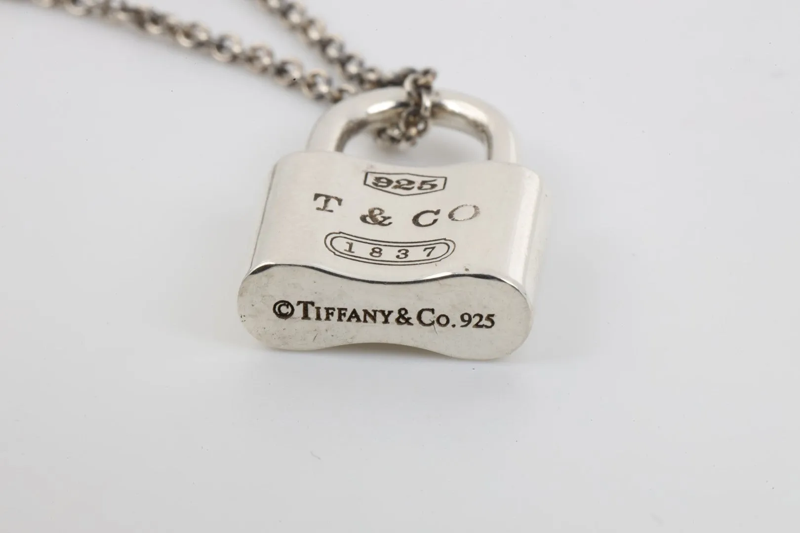 16" Tiffany & Co. 925 Silver Padlock Necklace (10.37g.)