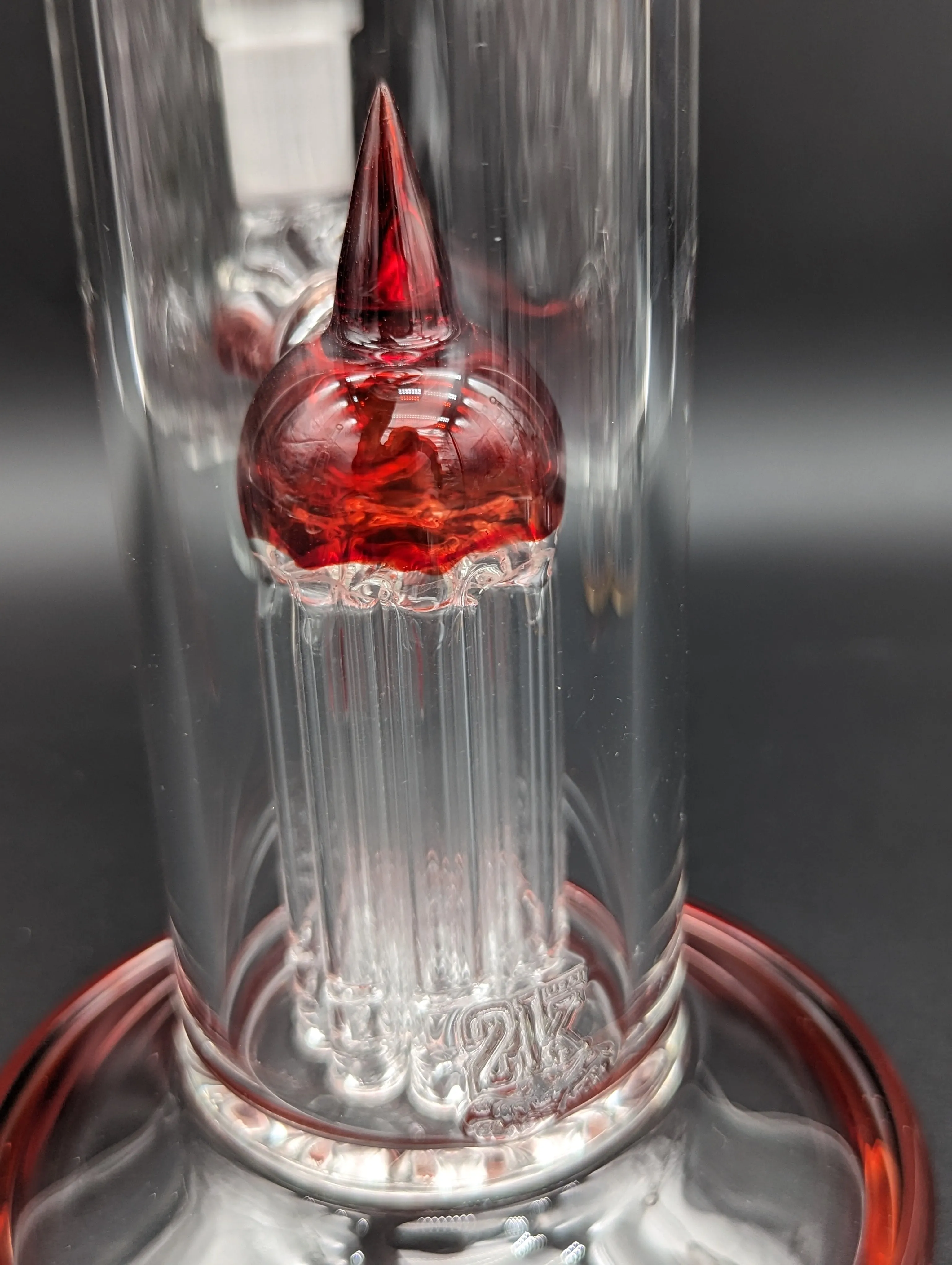 2K Glass Art Red 8 Arm Perc 14 Bong