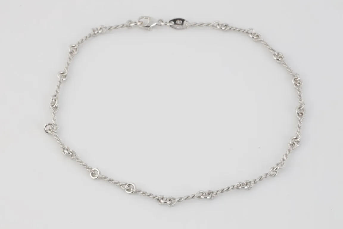 9.75" 14K White Gold Rope Chain Anklet Bracelet (4.80g.)