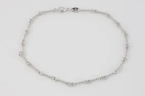 9.75" 14K White Gold Rope Chain Anklet Bracelet (4.80g.)