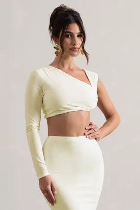 Agalia | Crop top crème froncé à une manche asymétrique