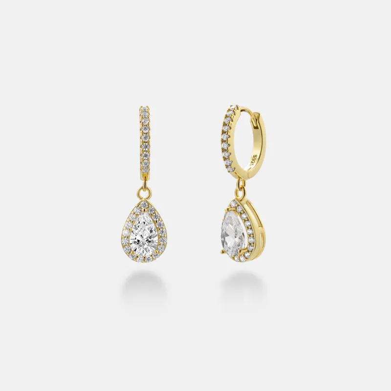 Amara Teardrop Pavé Gold Vermeil Huggies