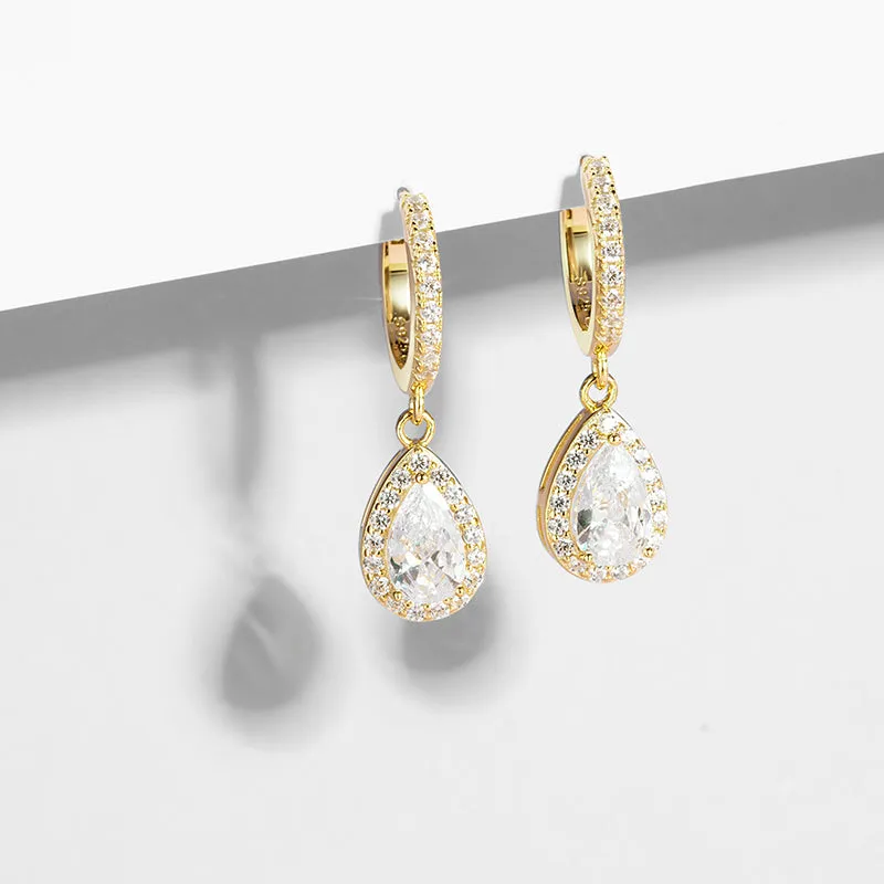 Amara Teardrop Pavé Gold Vermeil Huggies