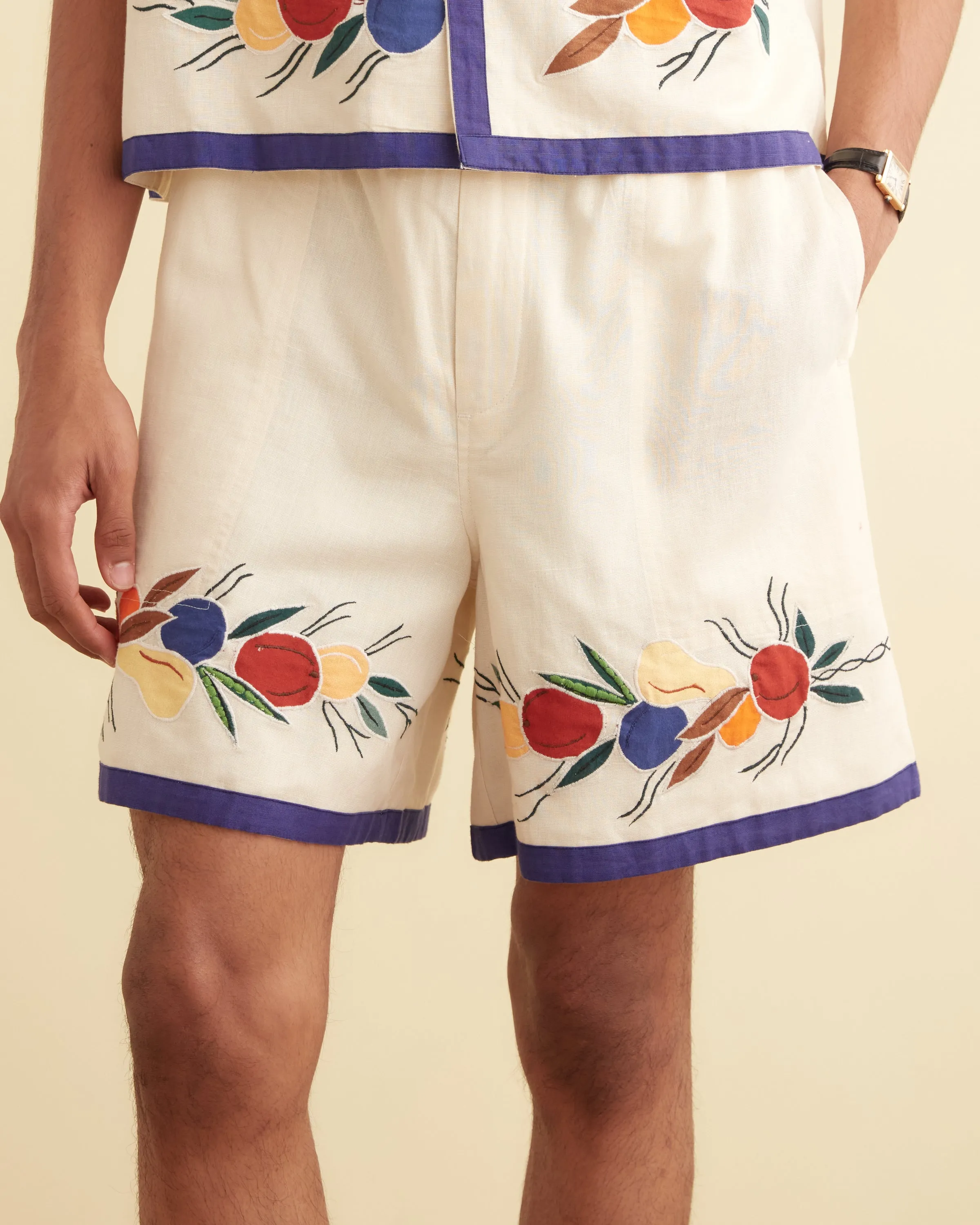 Appliqué Fruit Bunch Shorts