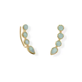 Aqua Chalcedony Ear Climber Earrings