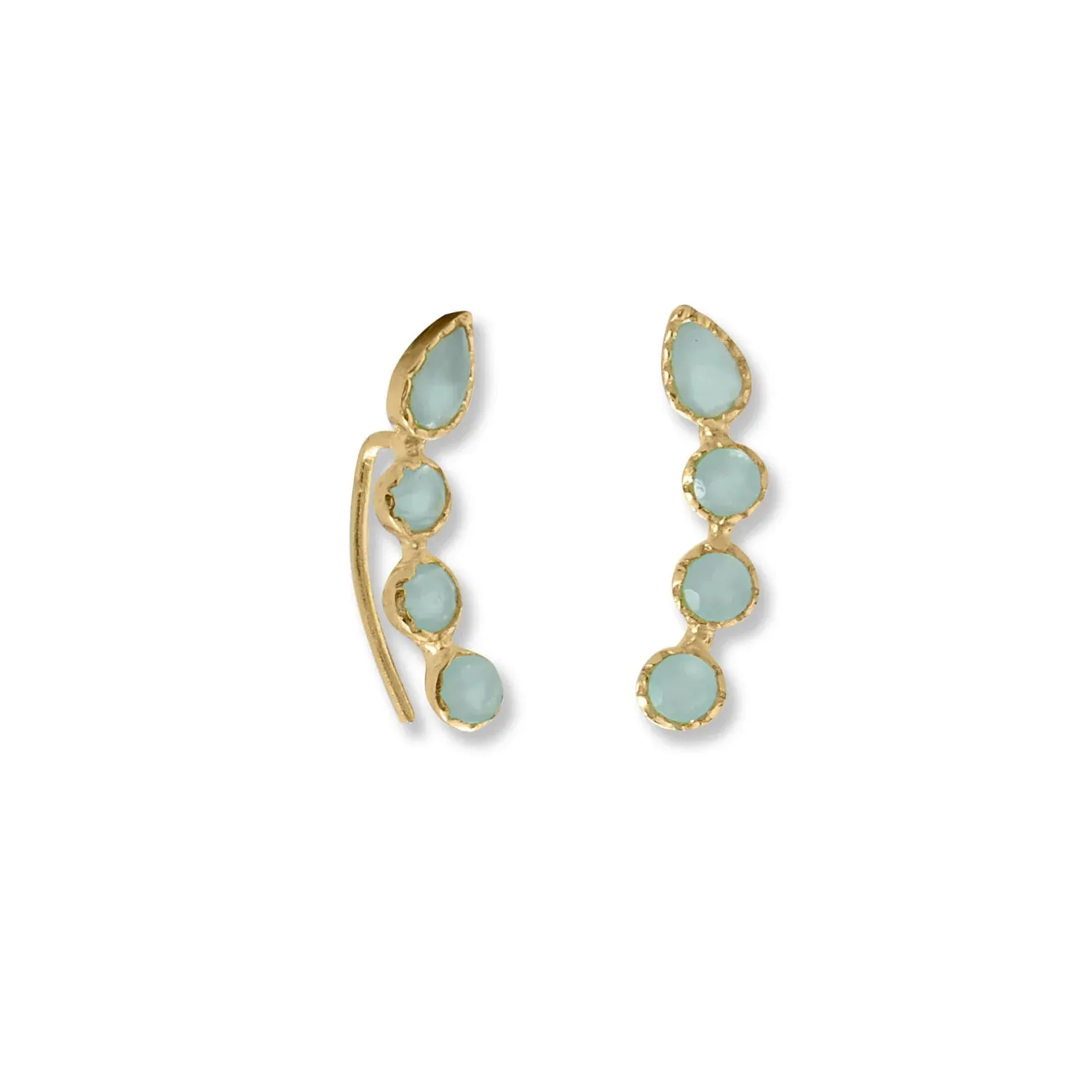 Aqua Chalcedony Ear Climber Earrings