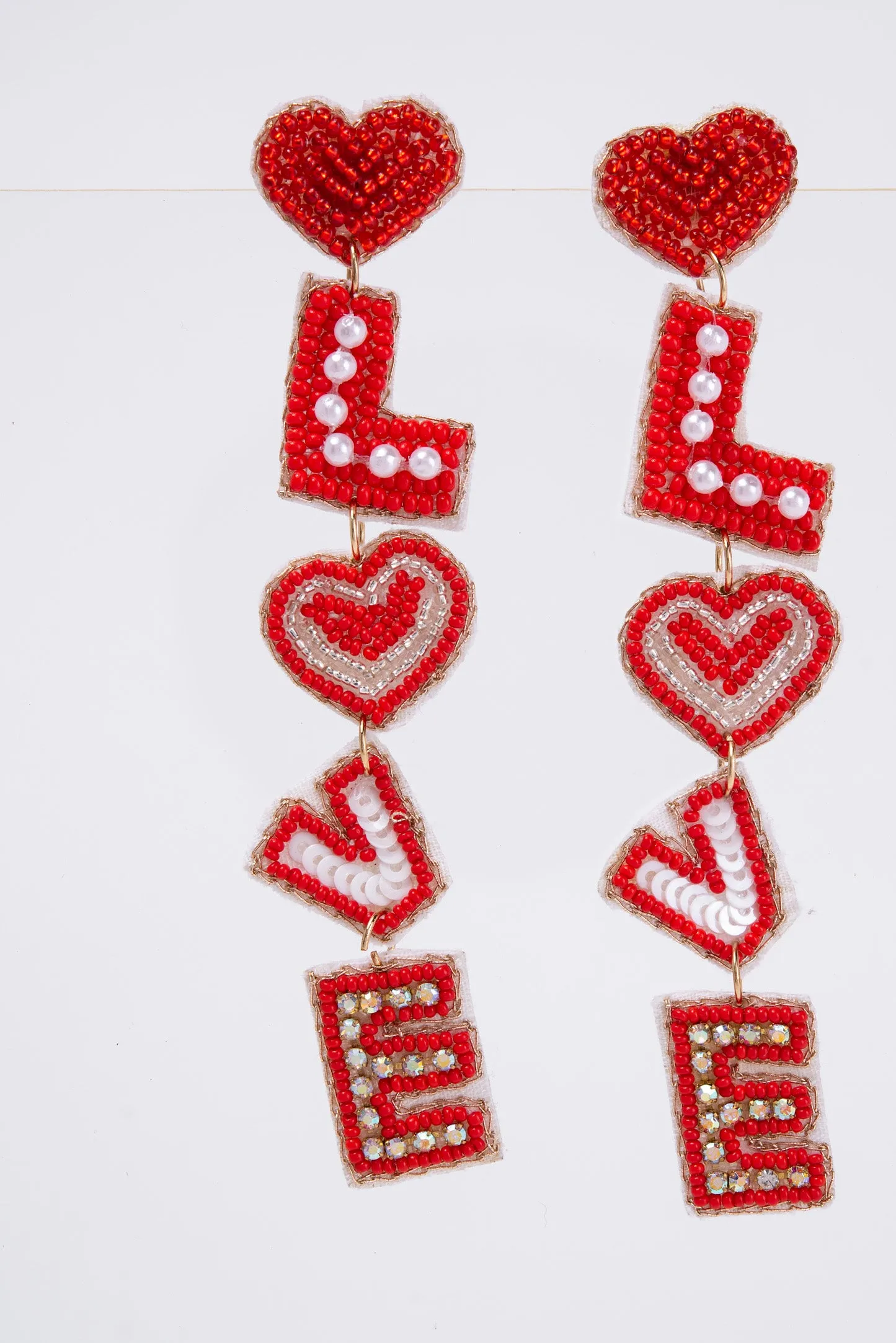 Arianna L-O-V-E Letter Jeweled Beaded Earrings