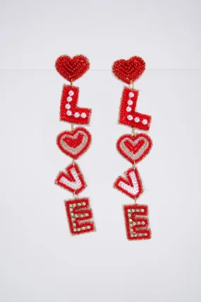 Arianna L-O-V-E Letter Jeweled Beaded Earrings