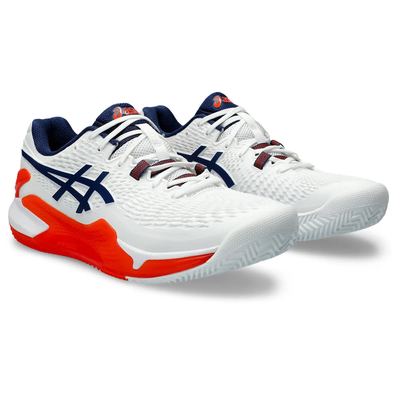 Asics Tennisschoen Gel Resolution 9 Clay Heren Wit Rood Blauw