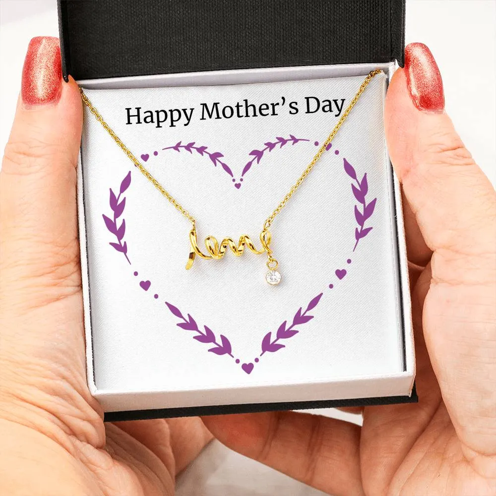 Beautiful Stone Love Scripted Necklace With Happy Mothers Day Wish Card Mothers Day Gifts For Mom