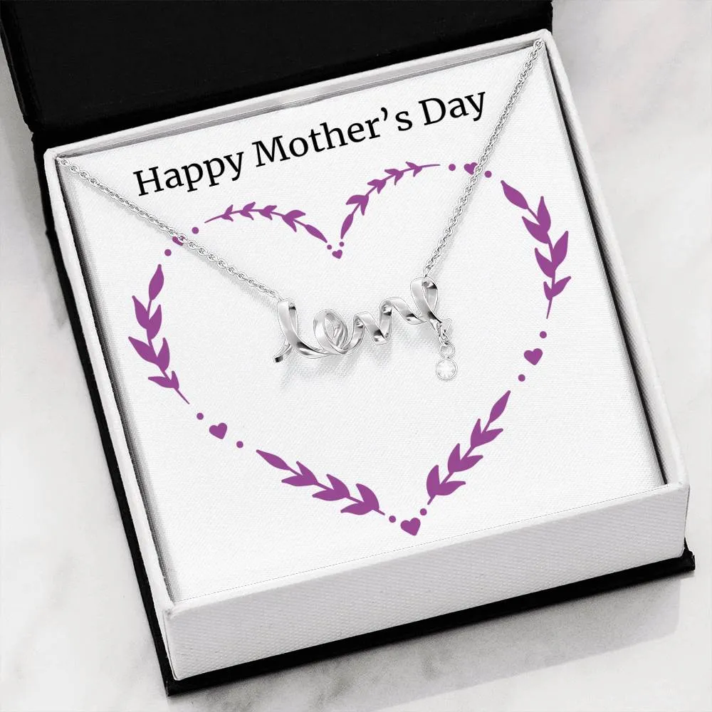 Beautiful Stone Love Scripted Necklace With Happy Mothers Day Wish Card Mothers Day Gifts For Mom