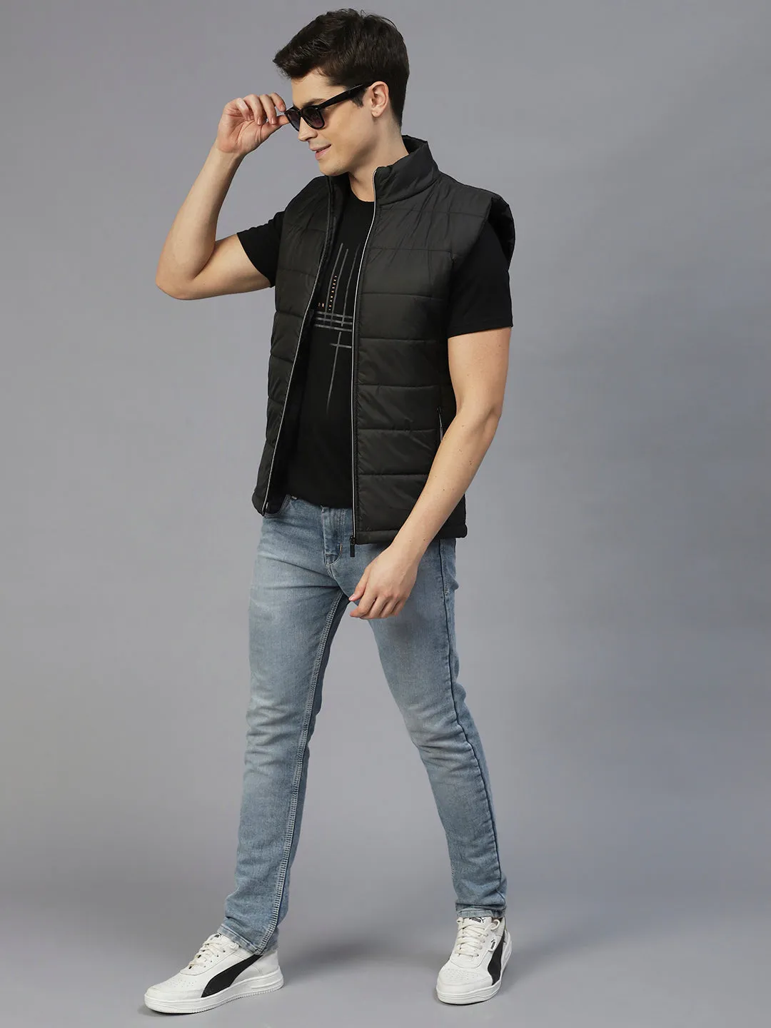 Black Sleeveless Puffer Jacket