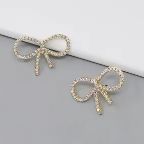 Bow Glass Stone Pave Earrings