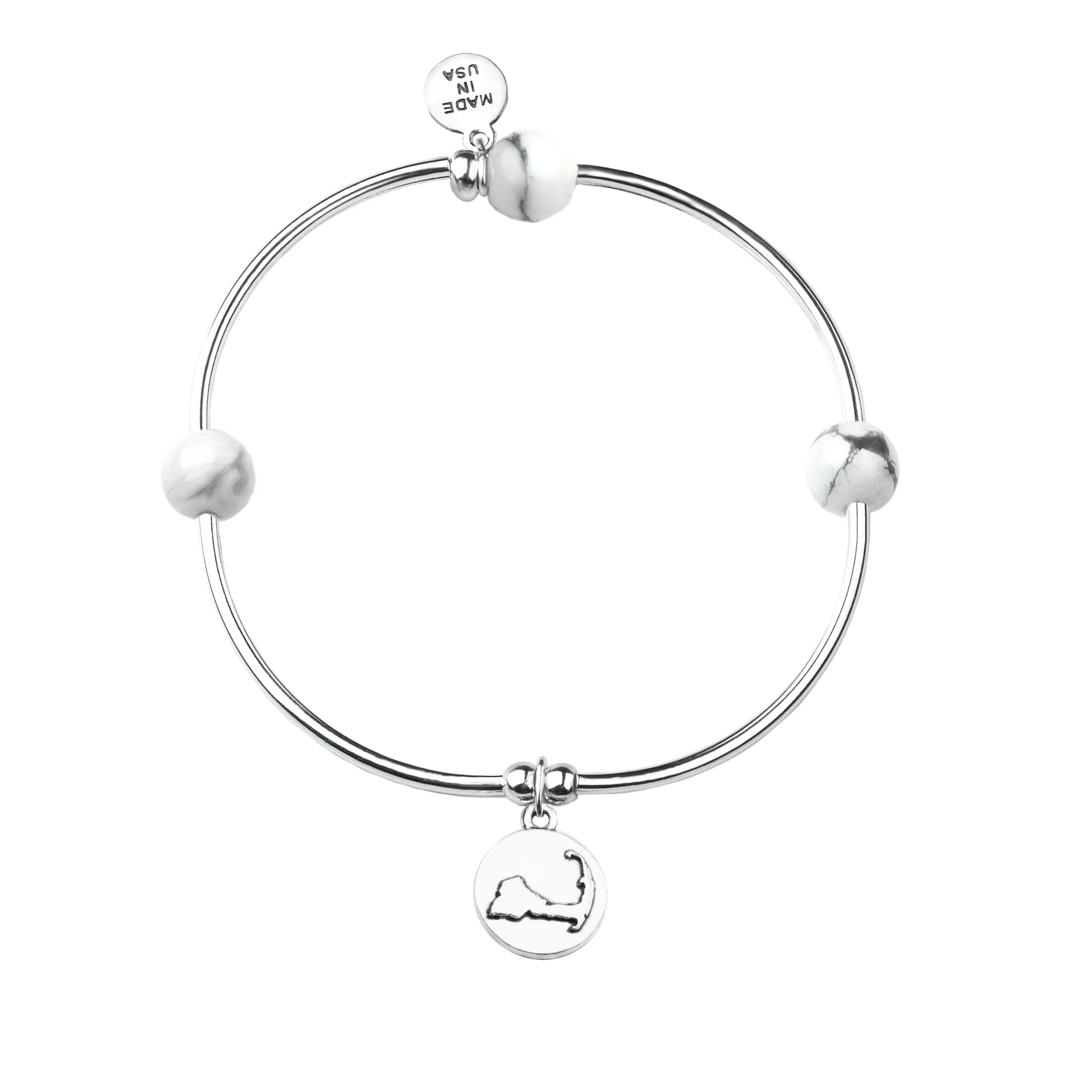 Cape Cod | Soft Bangle Charm Bracelet | Howlite - Calmness