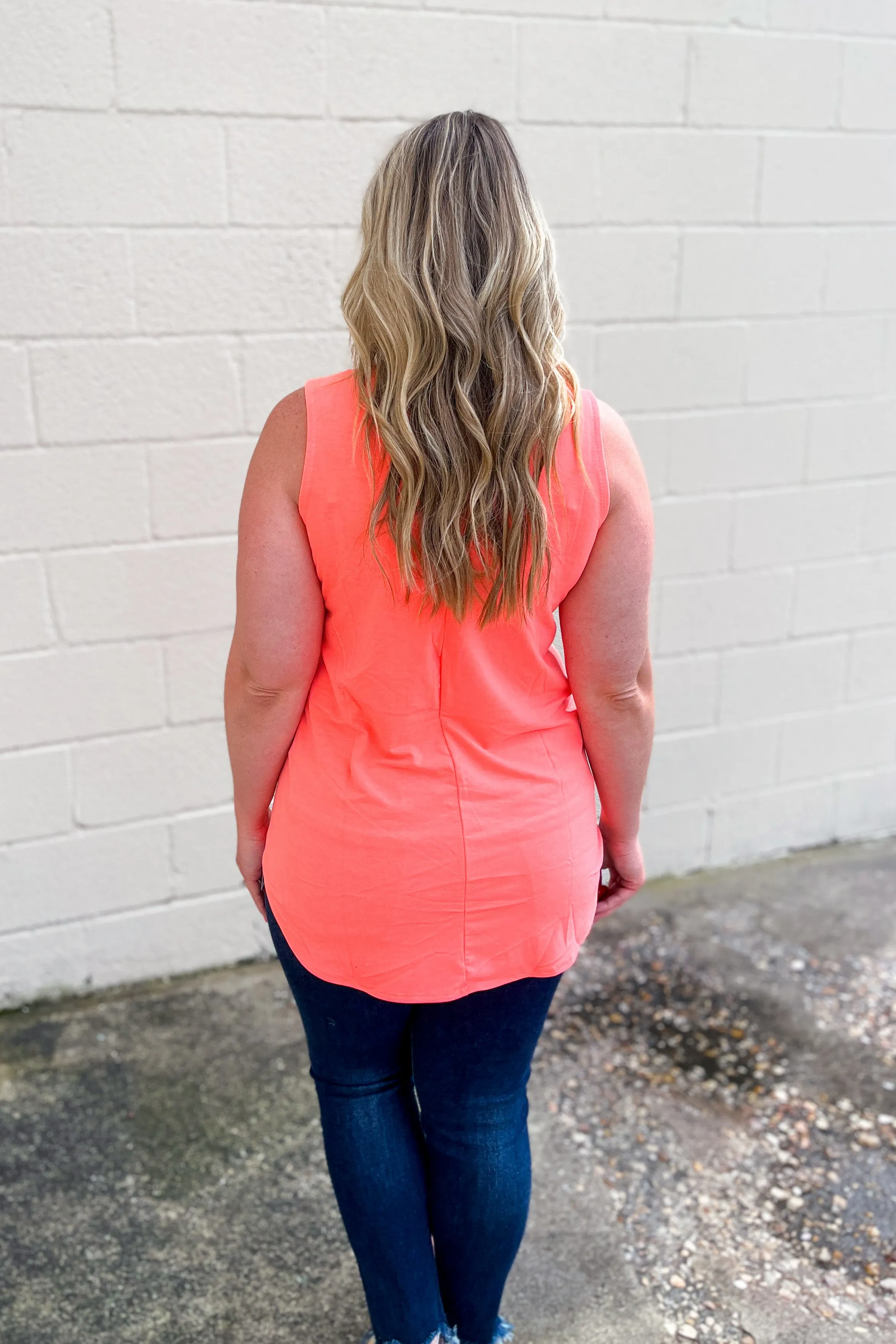 DEAL | Terri V-Neck Tank Top, Neon Peach