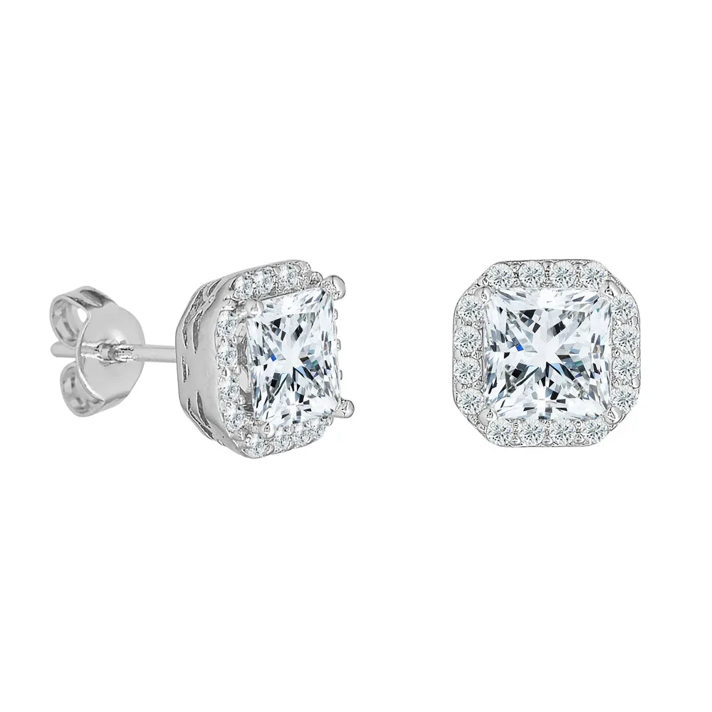 Estelle 18k White Gold Plated Stud Earrings with CZ Crystals