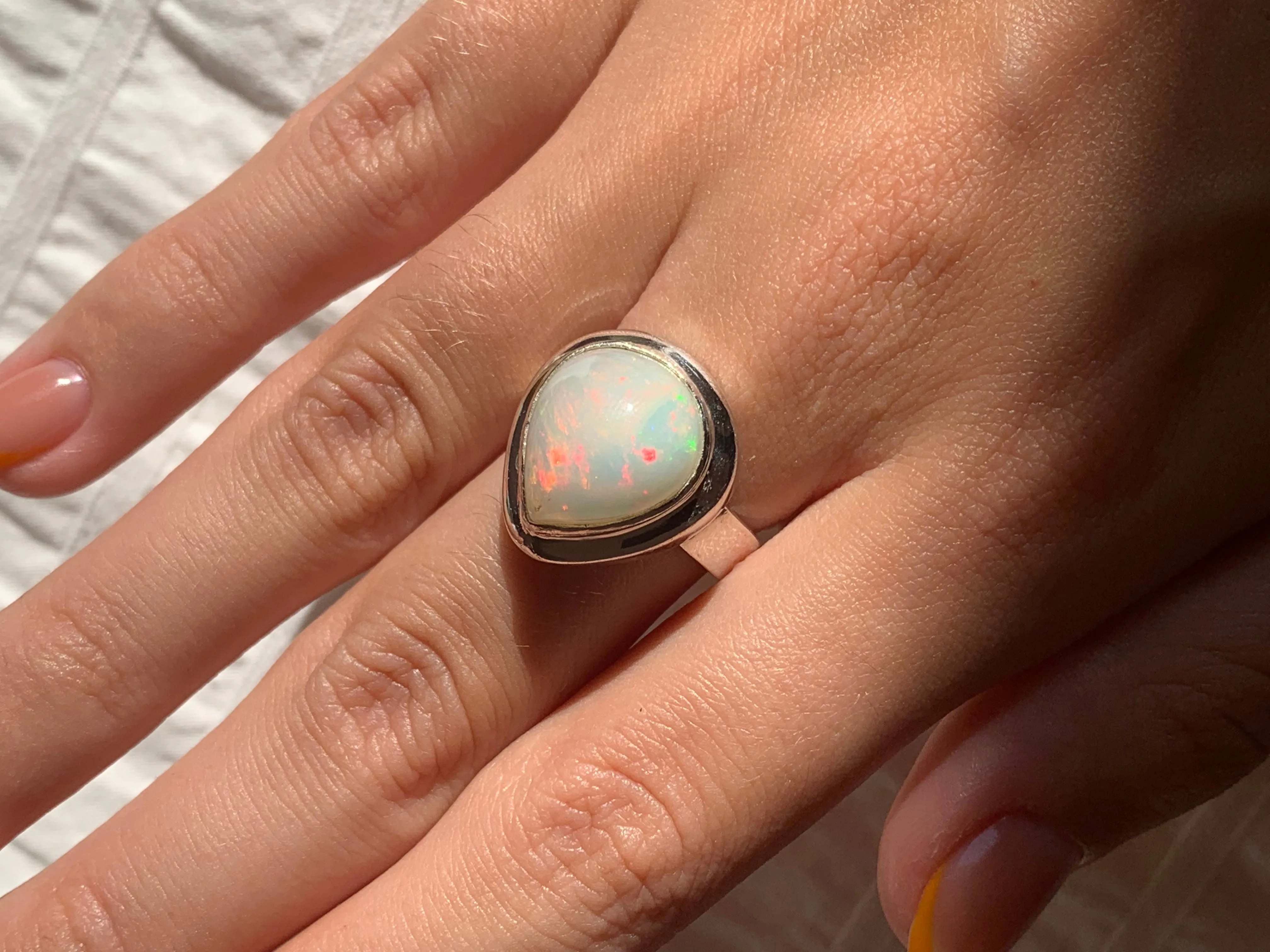 Ethiopian Welo Opal Ansley Ring - Chunky Drop (US 7)