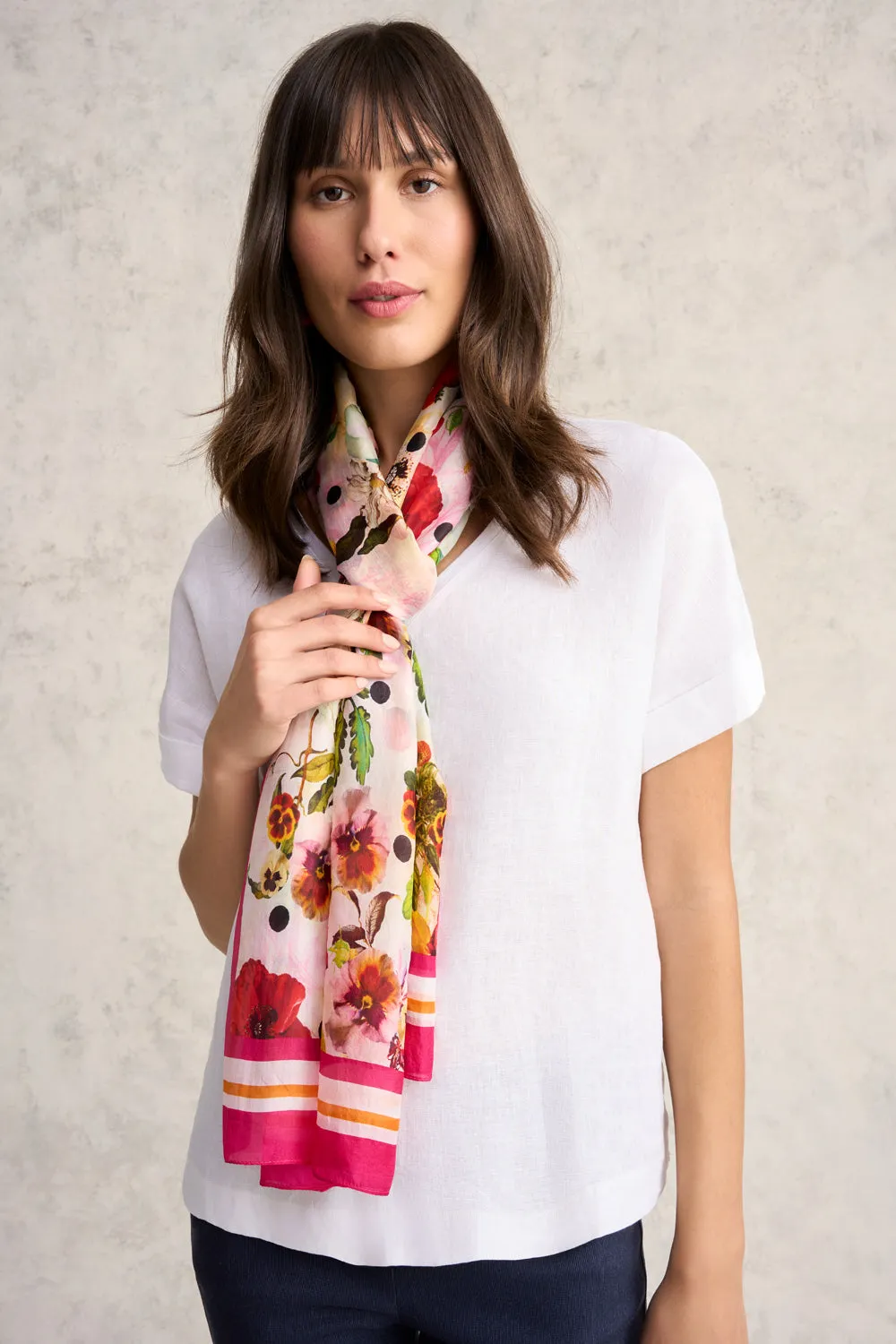 Floral Polka Silk Scarf