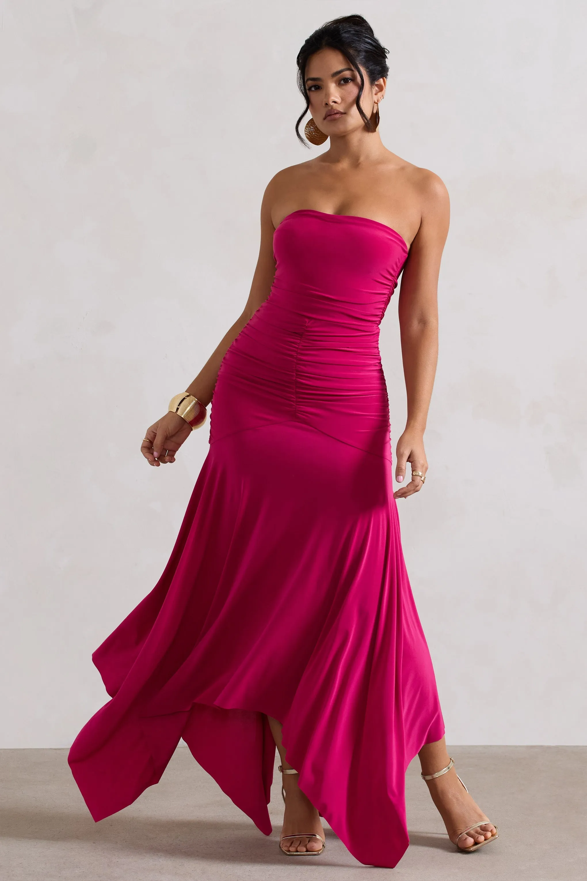 Florianne | Robe longue rose à encolure bandeau