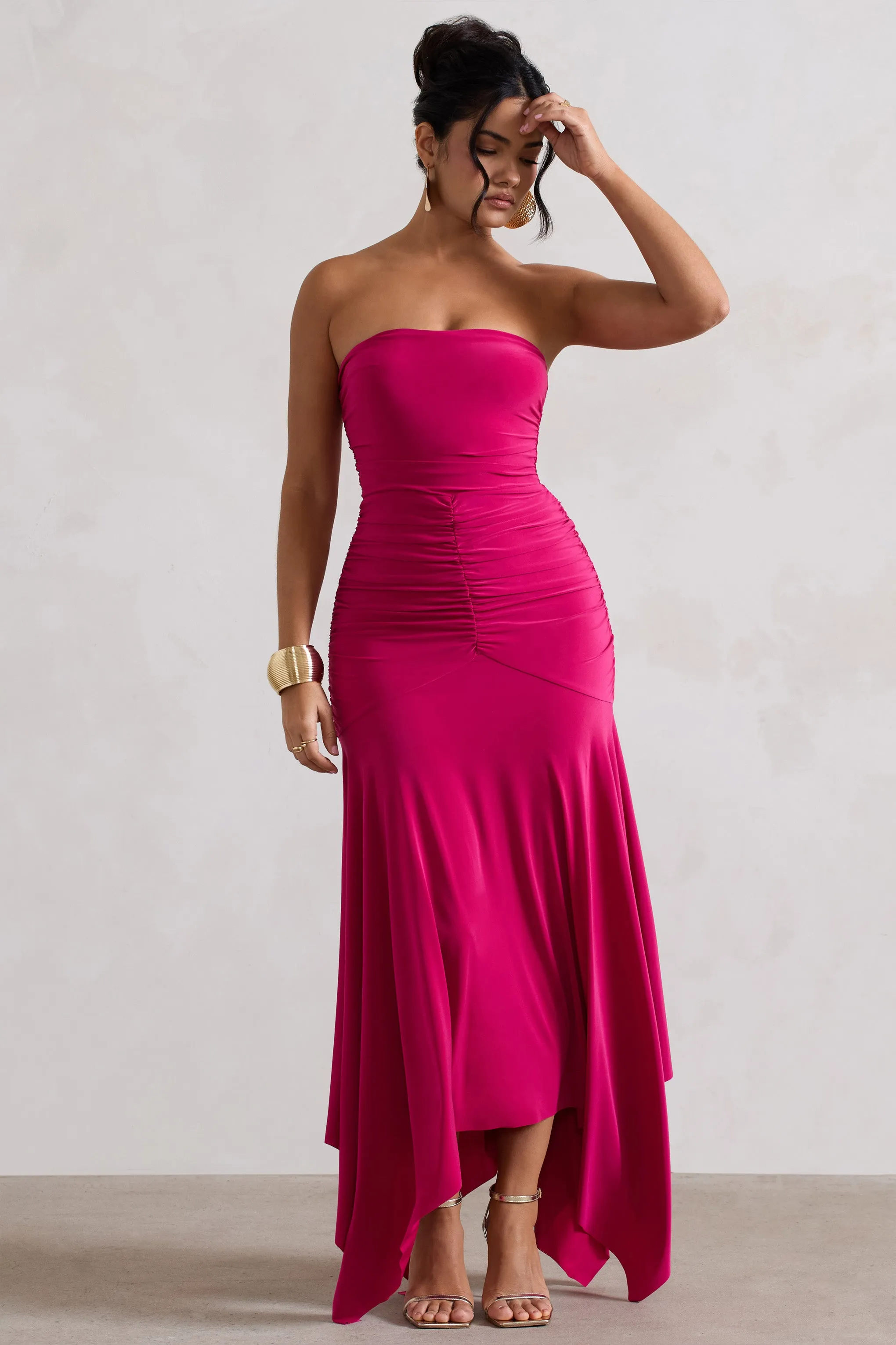 Florianne | Robe longue rose à encolure bandeau