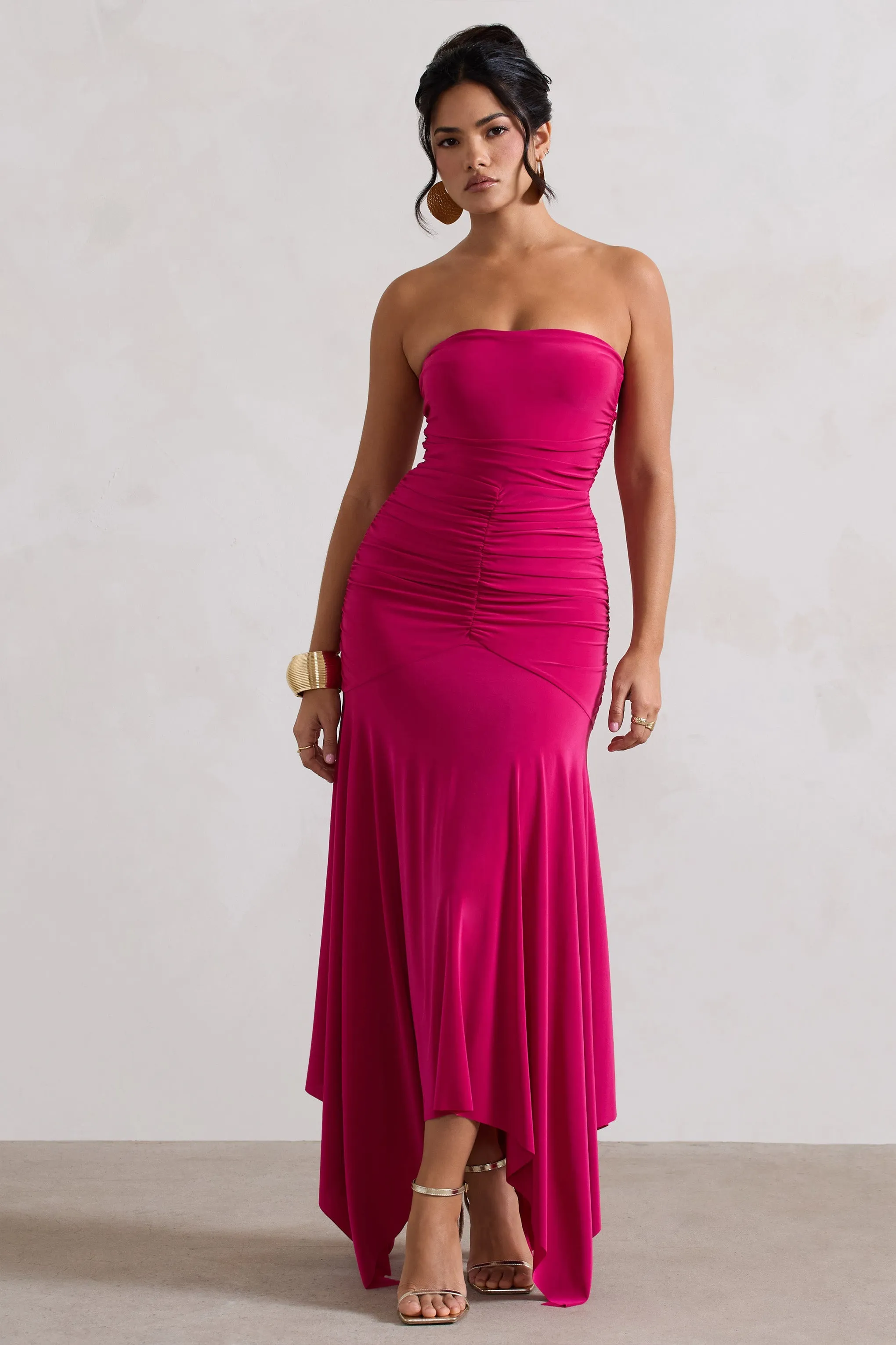 Florianne | Robe longue rose à encolure bandeau