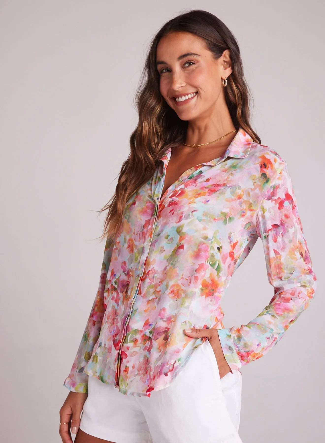 Full Button Down Hipster Shirt - Ipanema Floral Print