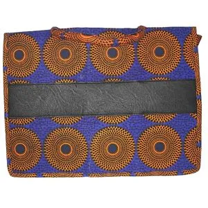 Large Blue and Orange Spiral Print Bag