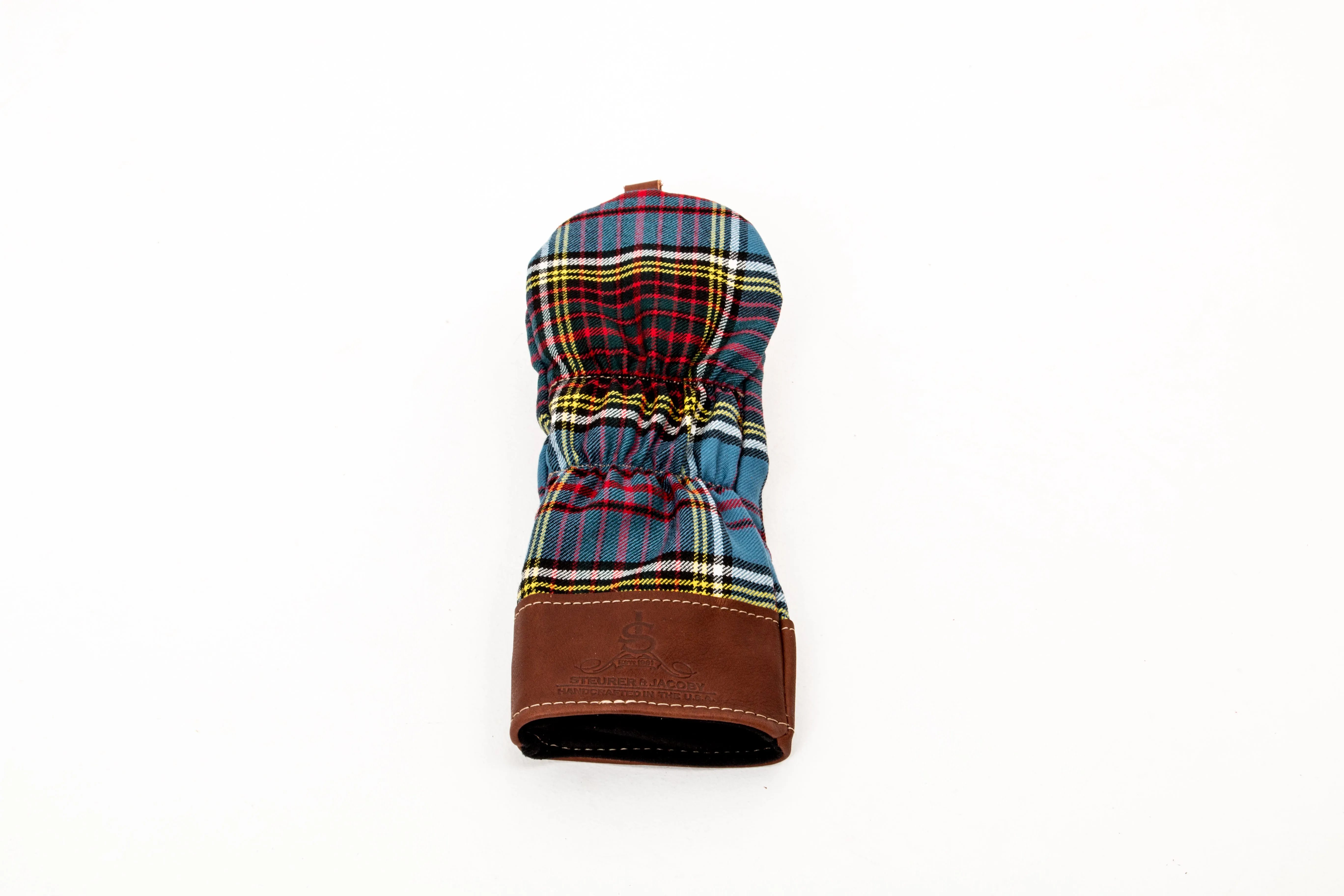 Leather and Wool Tartan Head Cover