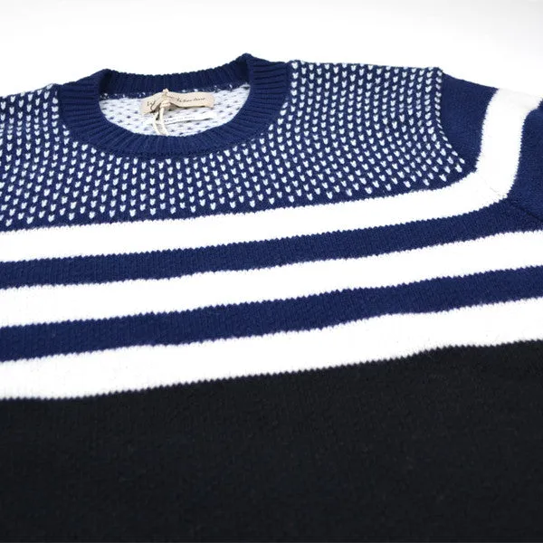 Libertine-Libertine - Boston Sweater Verve - Navy with Black & White