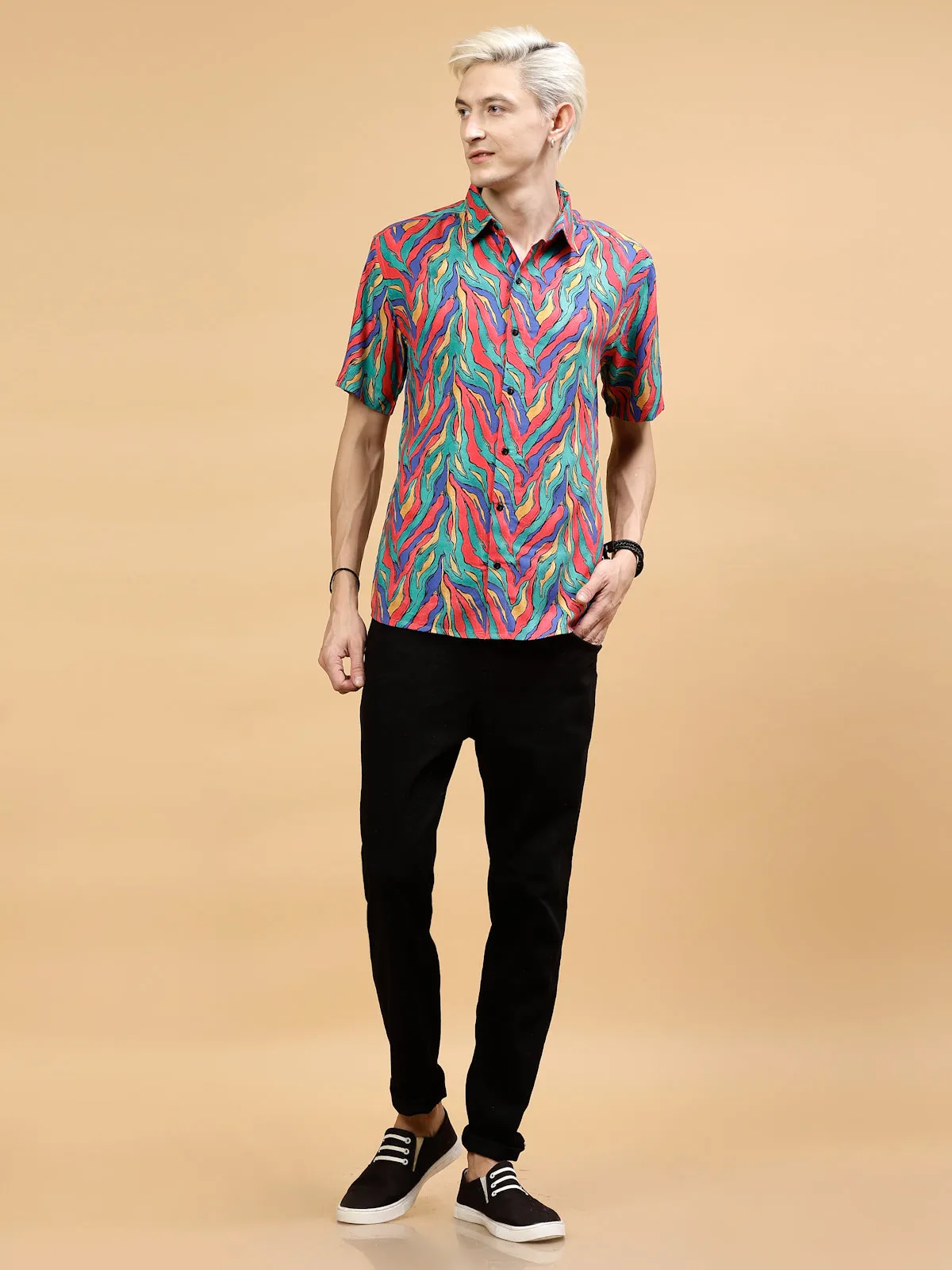 Men's Rayon Shirt All Over Abstract Print