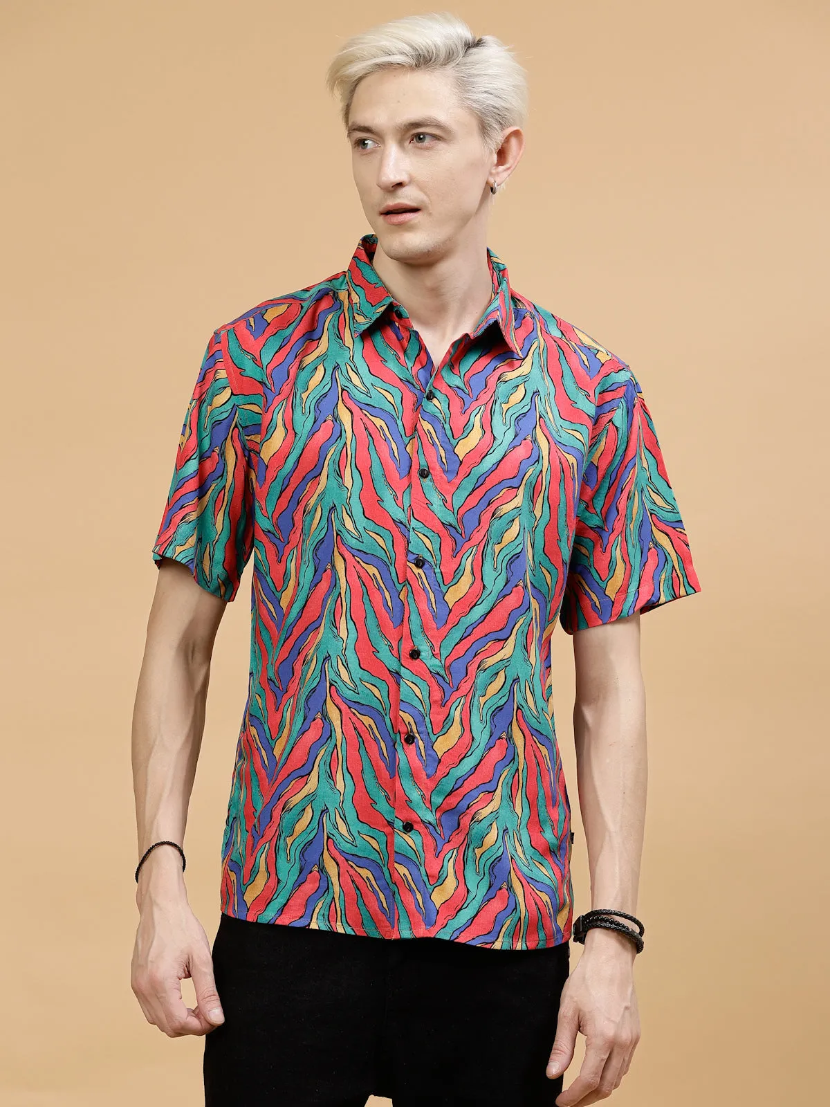 Men's Rayon Shirt All Over Abstract Print