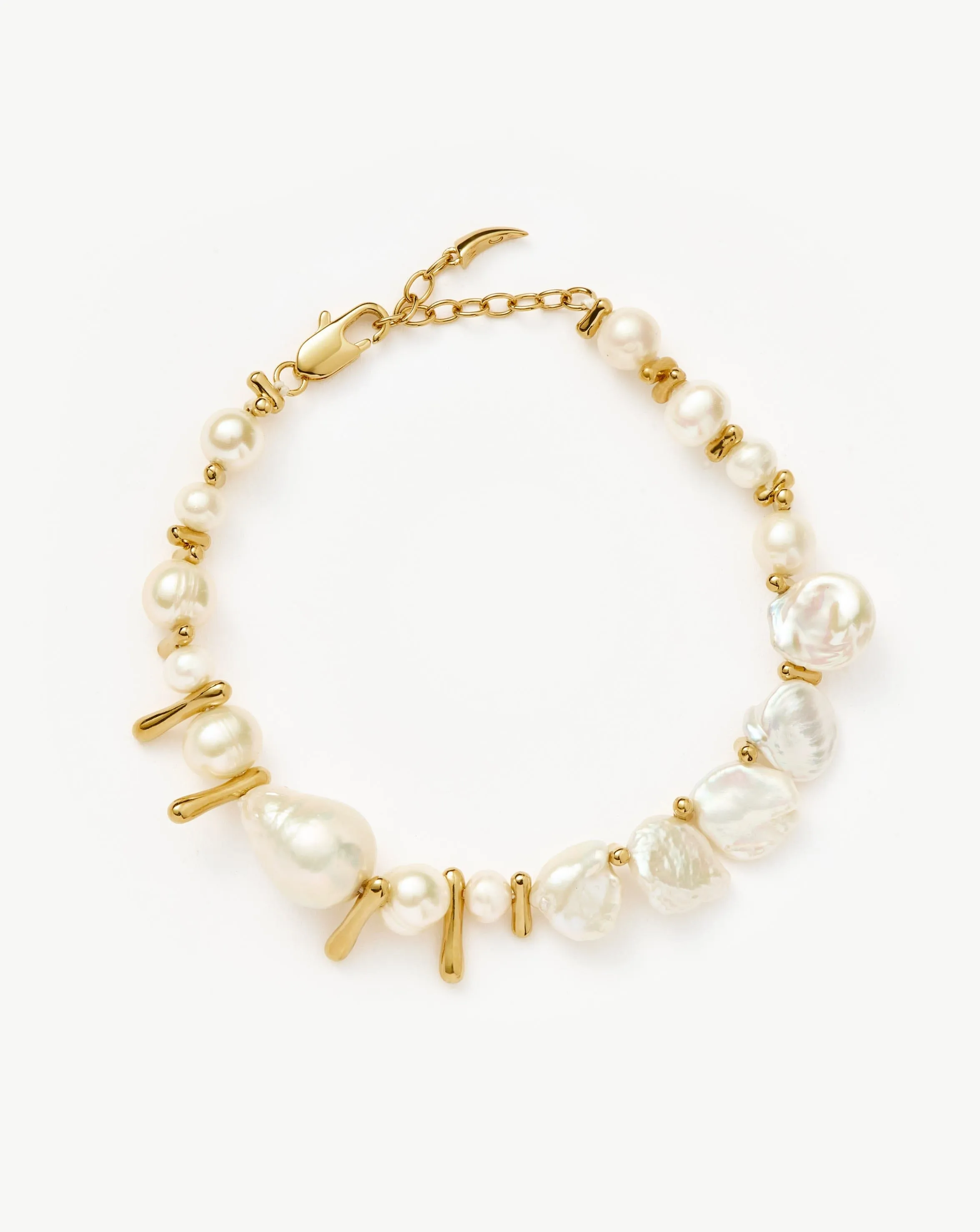 Mixed Pearl Statement Beaded Bracelet | 18k Gold Plated/Pearl