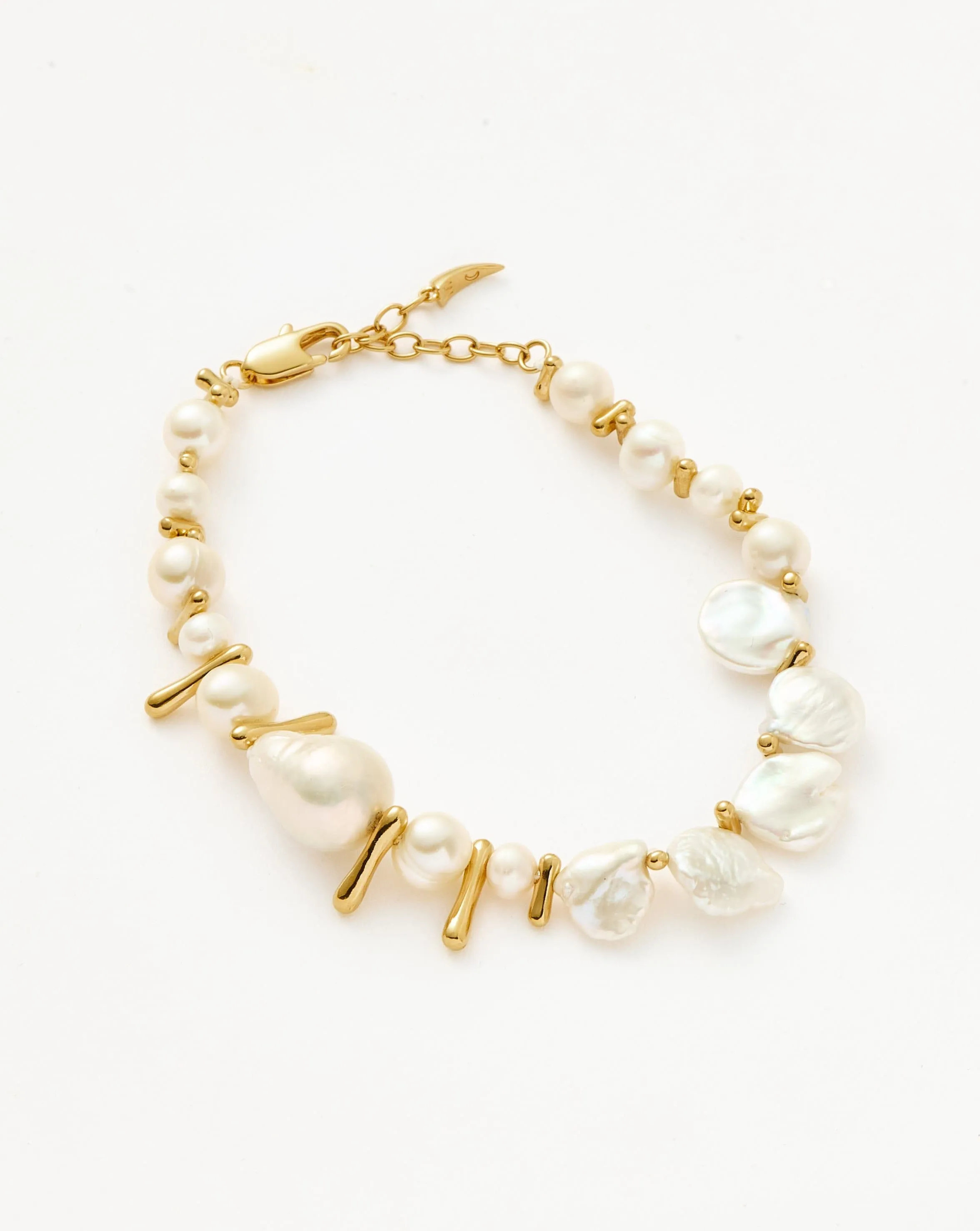 Mixed Pearl Statement Beaded Bracelet | 18k Gold Plated/Pearl