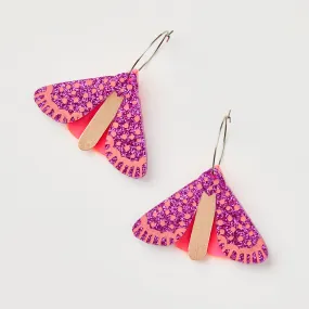 Moth Earrings - Magenta/Neon