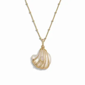 Opal Mother of Pearl Carved Shell Necklace