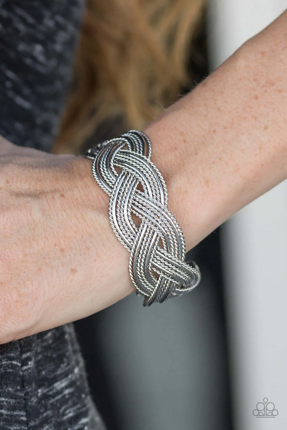 Paparazzi Accessories  - Civil Serpent #B39 - Silver Bracelet