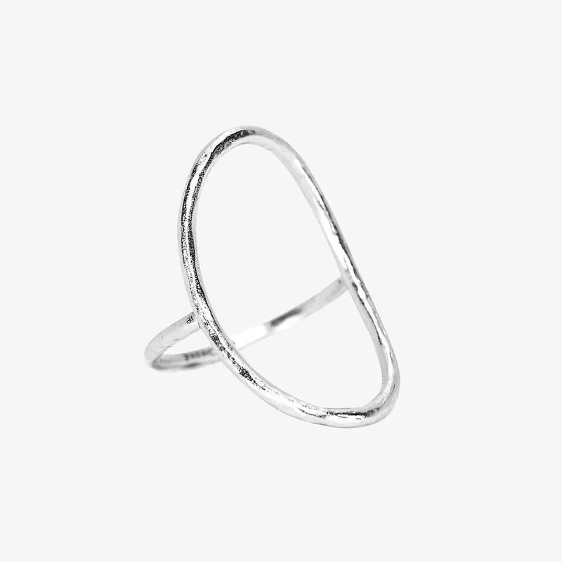 Silver Oval Open Ring - Size 7