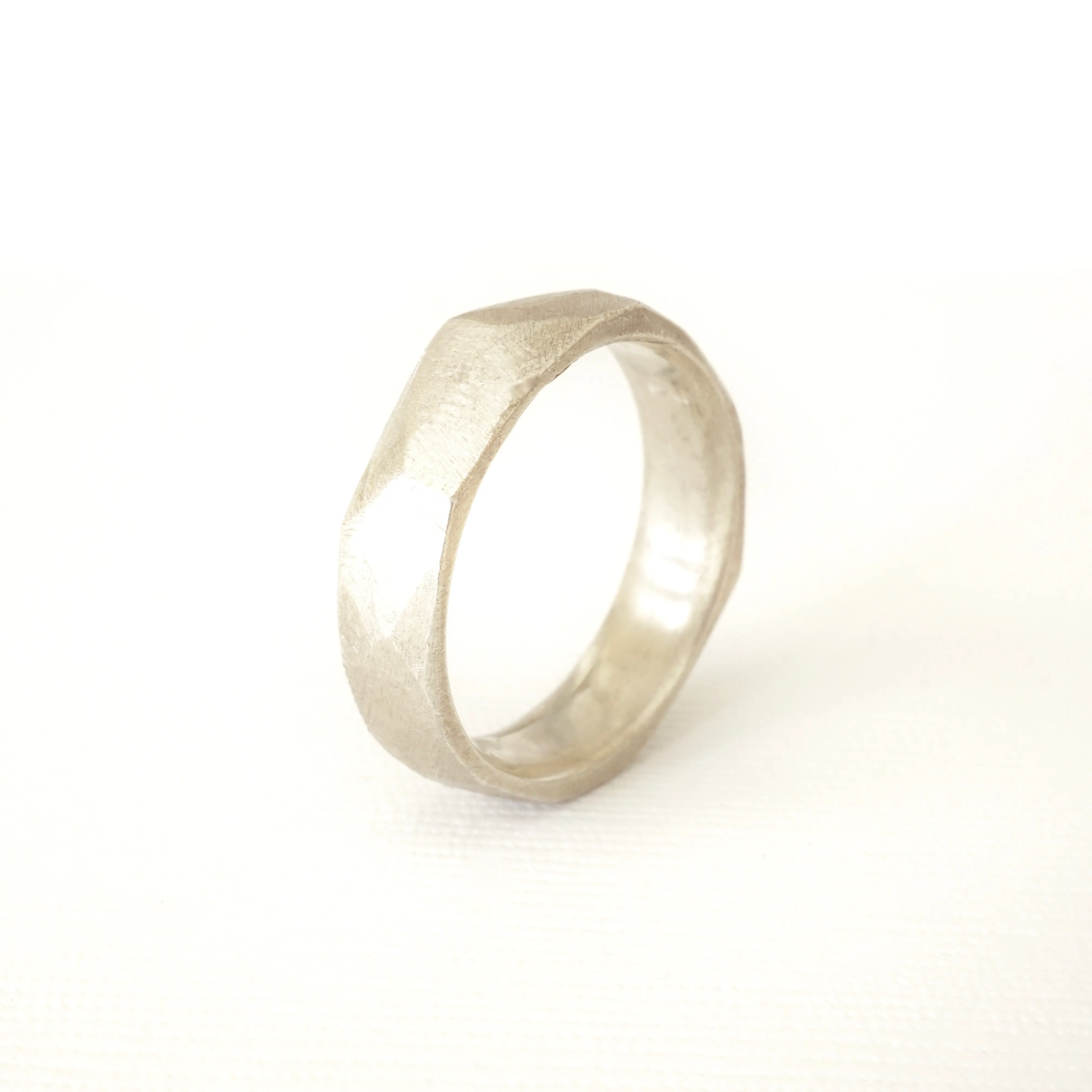 Sterling Silver Men's Wedding Band - Rustic Silver Wedding Band - Mens Silver Band