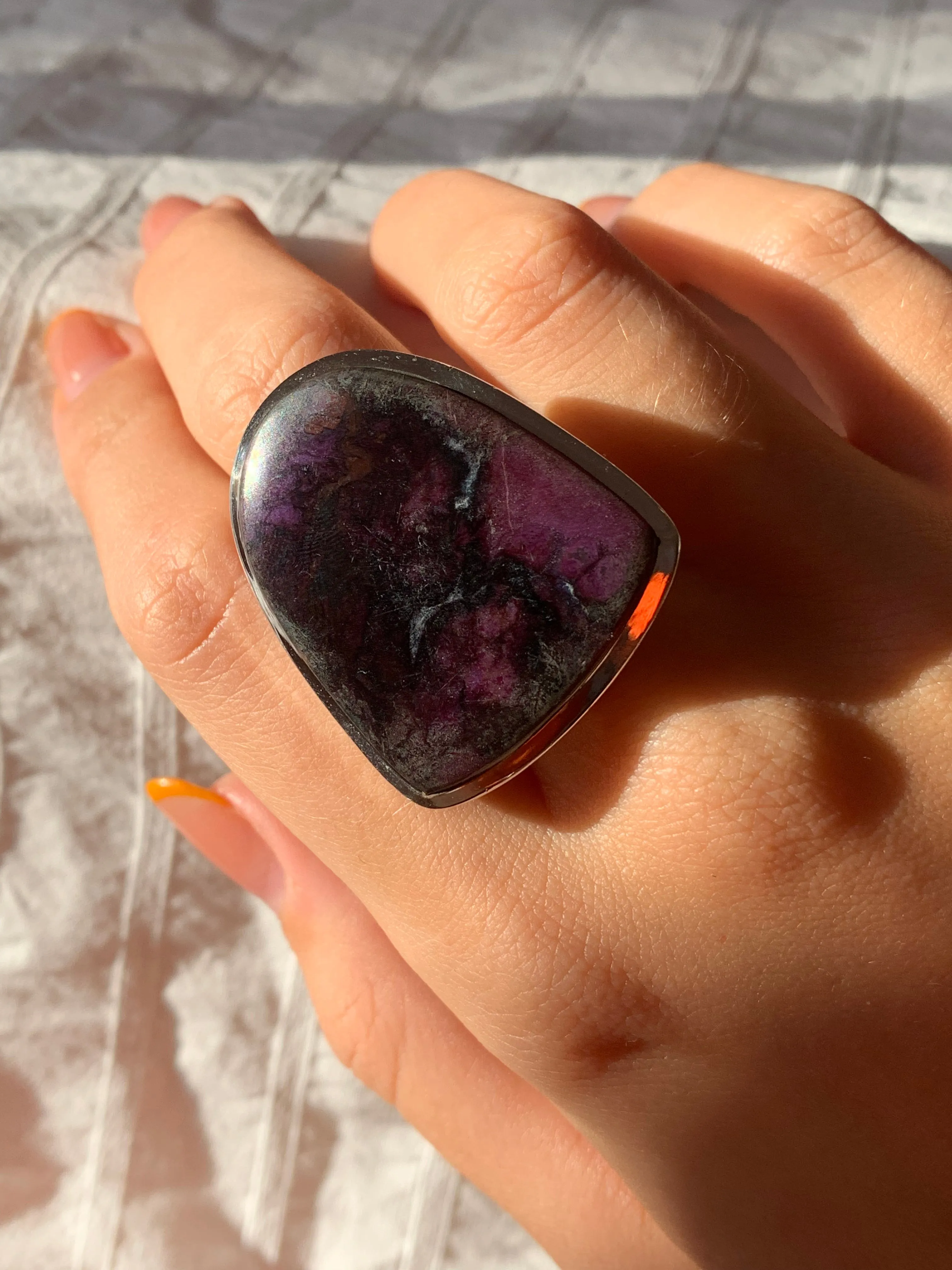 Sugilite Naevia Ring - Large Bell (US 7.5)