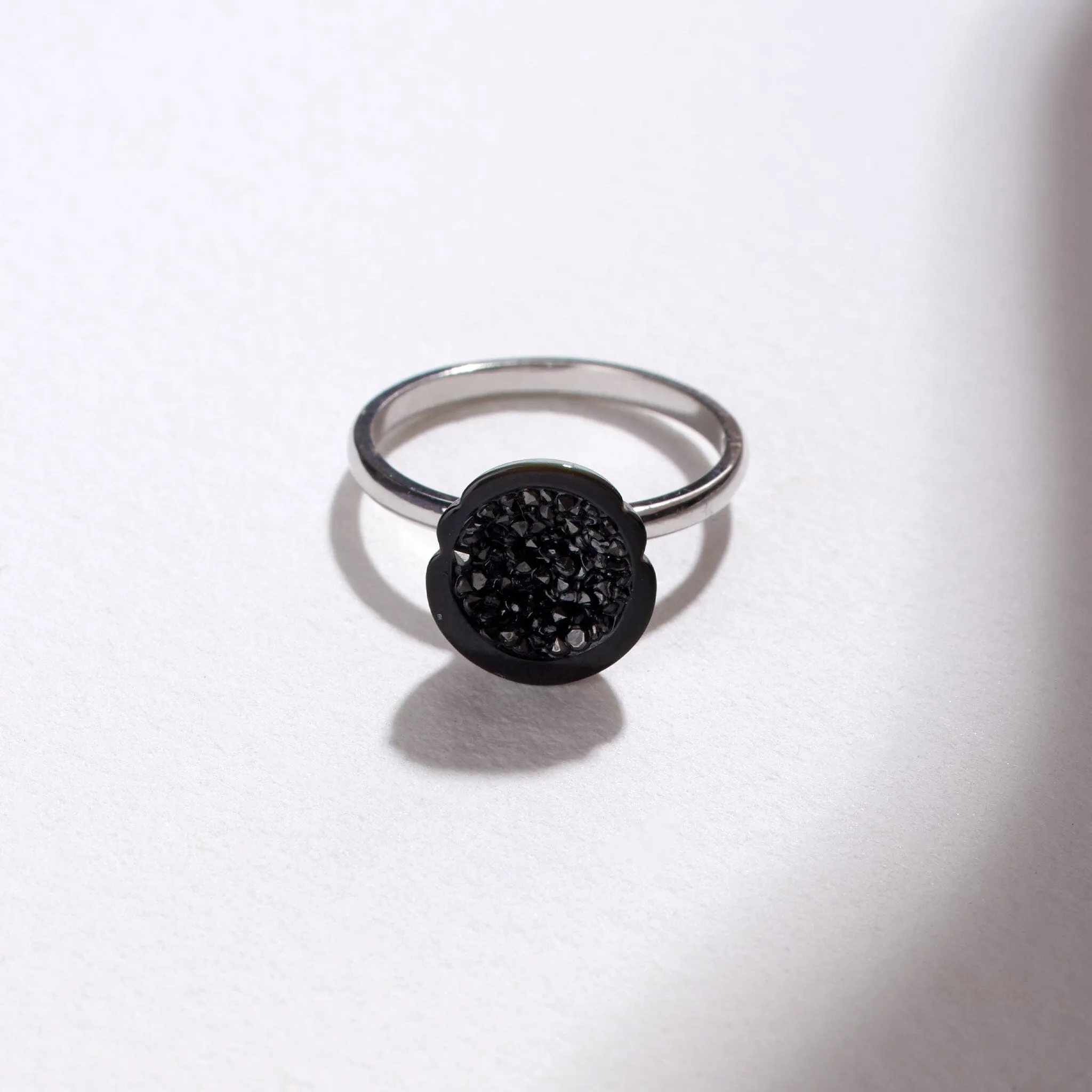 Tahitian Pearl Geode Ring with Black Diamonds