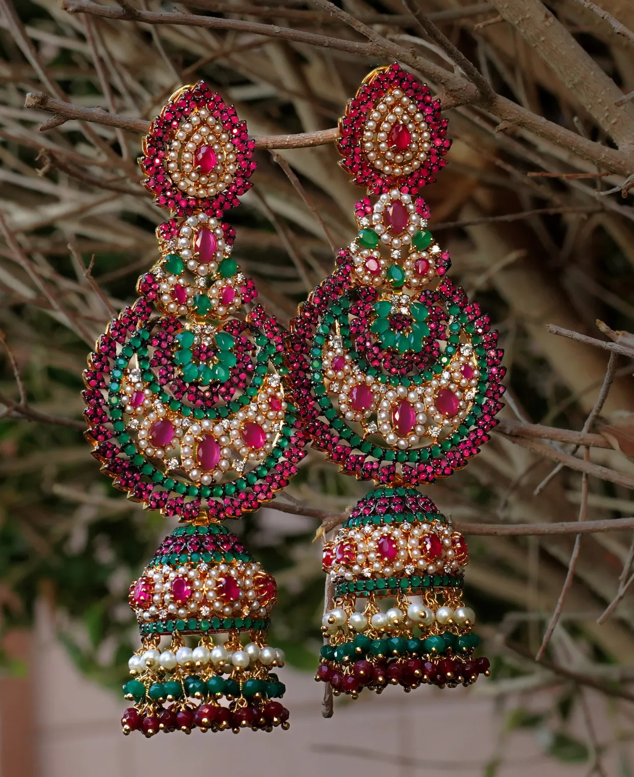 Tri Colored Bali Jhumka