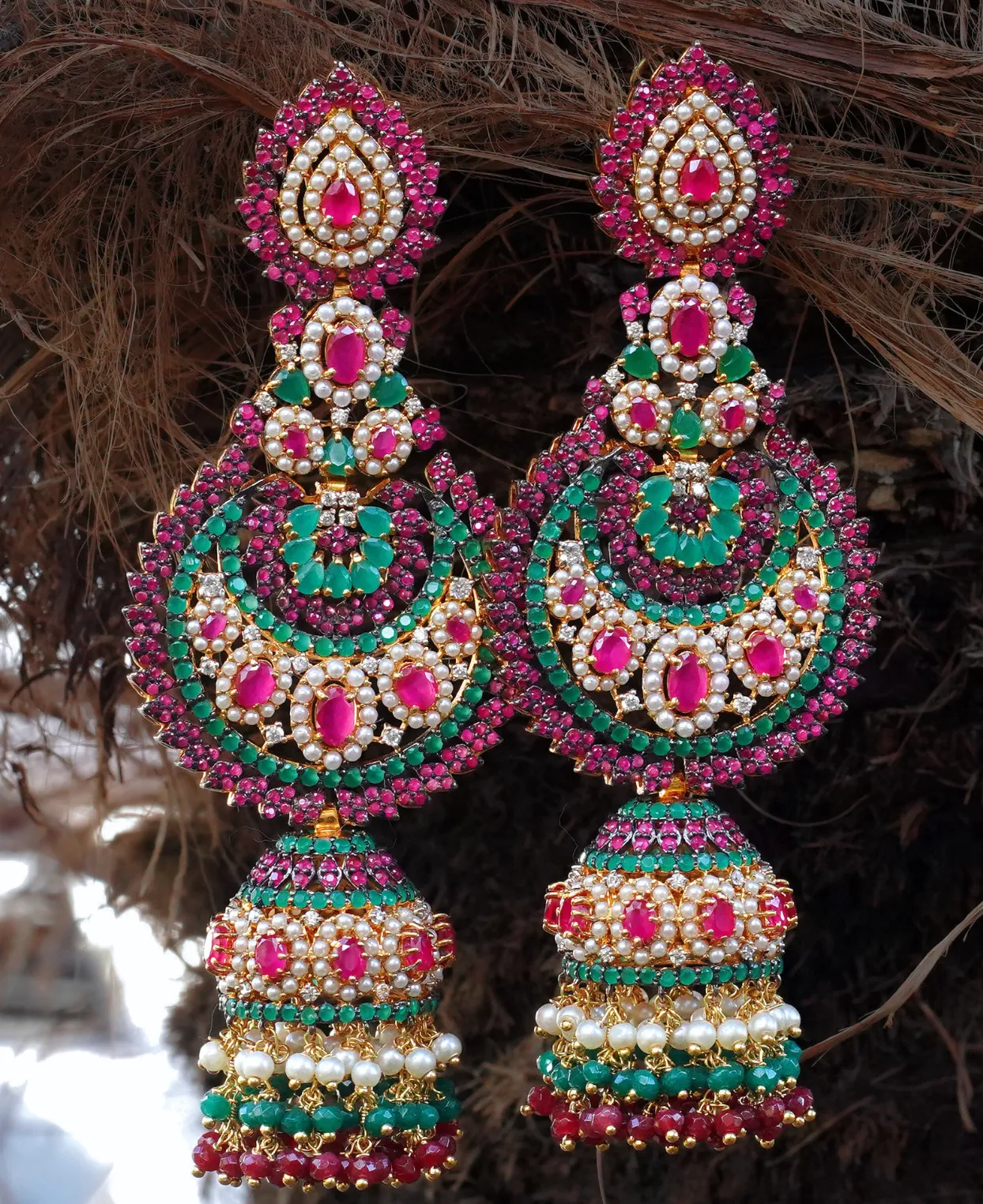 Tri Colored Bali Jhumka