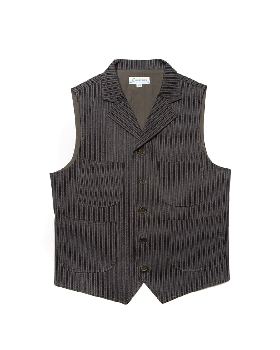 Twist Twill Striped Vest Black