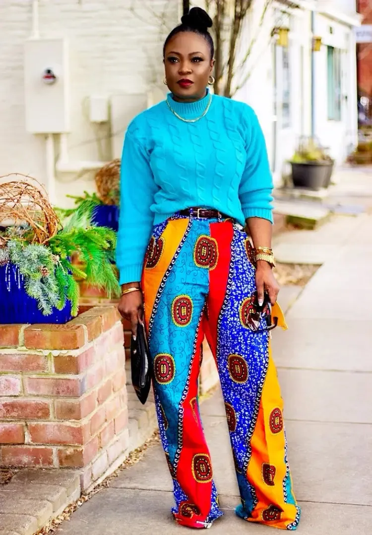 Vibrant Bazin and Ankara Print | Pants